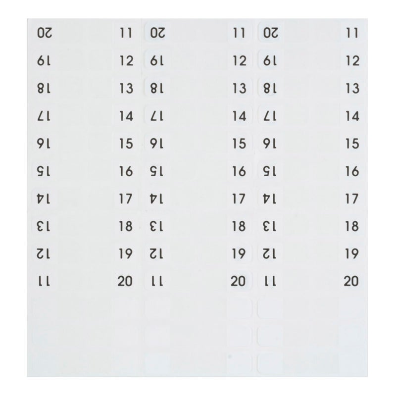 Redi-Tag Numbered Tabs, 11-20 Pre-Printed Divider Tabs, Permanent Adhesive Index Labels, 7/16" x 1", 104 Tabs Per Pack, (B31002) - Image 3